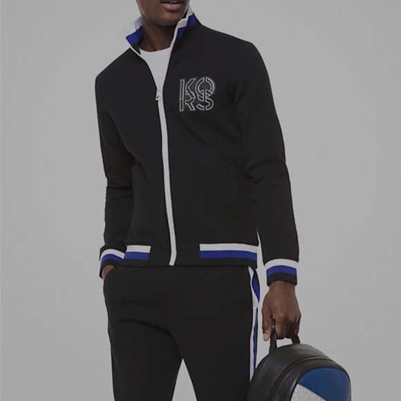 KORS by Michael Kors Cotten Blend Black and Blue Track Jacket - XXL - Picture 1 of 7